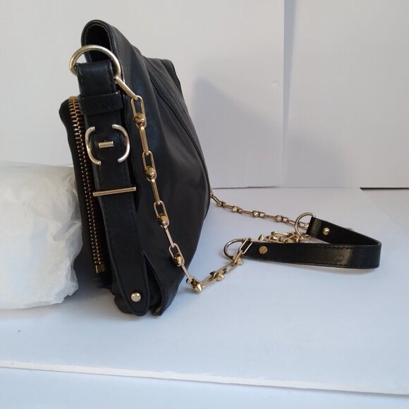 Gryson 'Willa' Black Calf Leather Long Studded Strap Shoulder Bag' - Picture 9 of 11